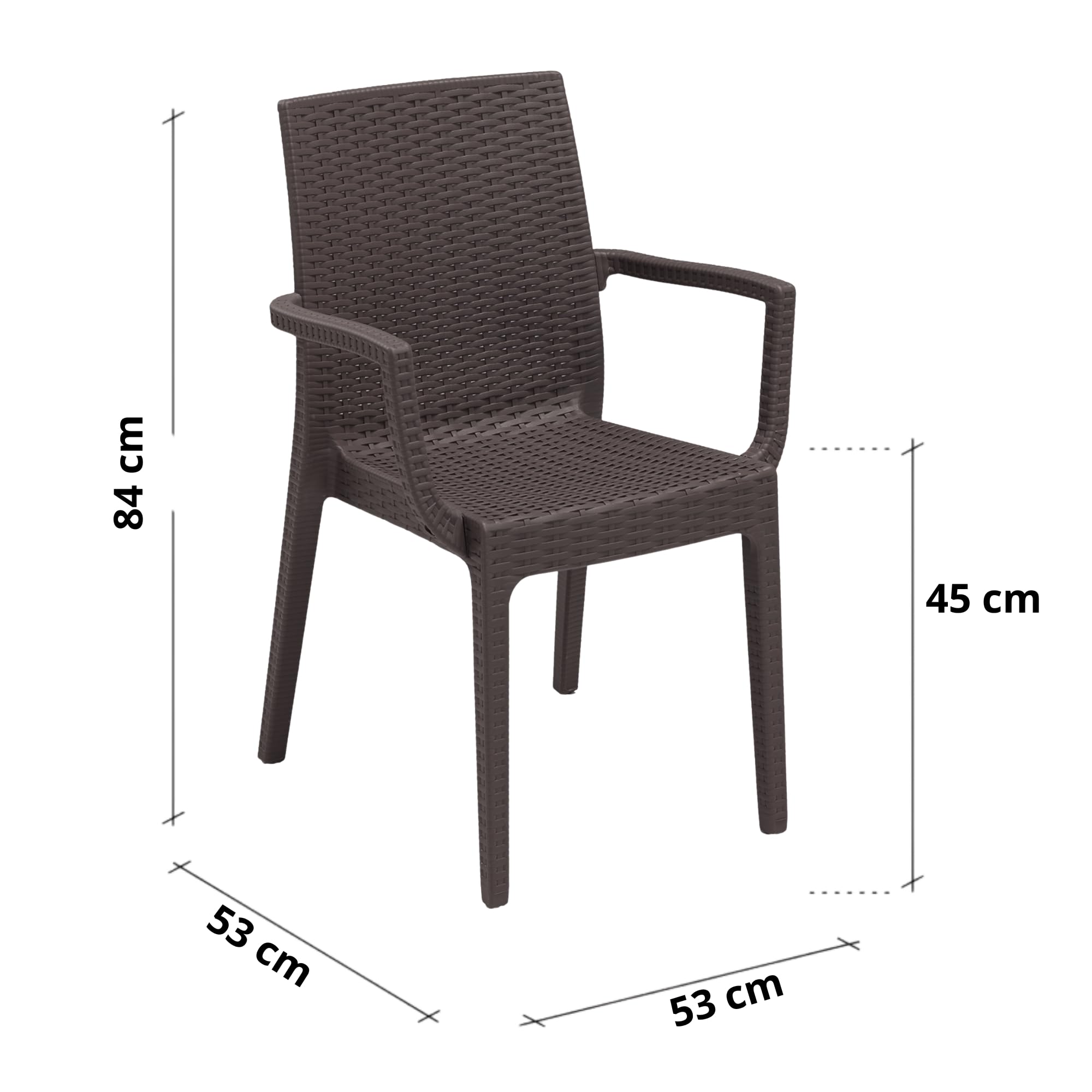 HOUSE COLLECTION set da giardino 4 sedie Dafne con braccioli 1 tavolo marrone rattan
