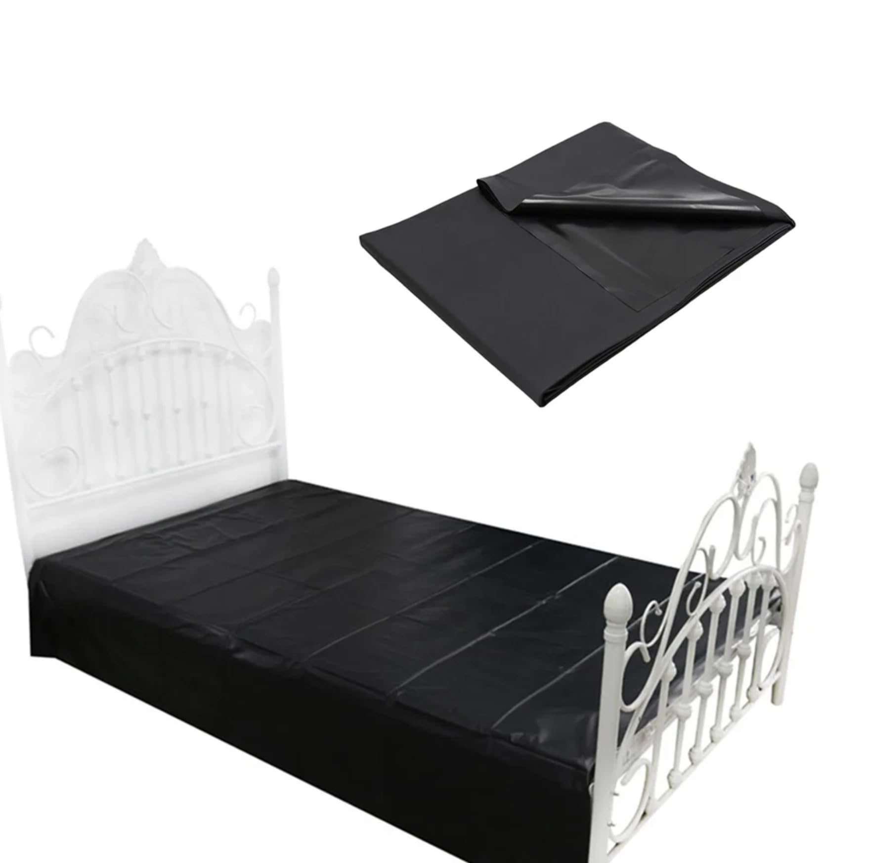 Waterproof & Oil-Proof Bed Sheet Protector 220 x 200cm – Reusable Black Mattress Cover for Couples, Adult Play, Massage, Spills & Stain Protection