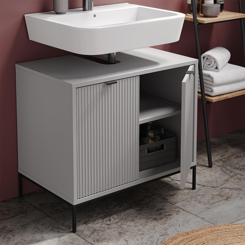 Vicco Szafka pod umywalkę "Eliza", Szary, 70 x 63 cm | z drzwiami, pour le rangement des accessoires de salle de bain et des articles de toilette