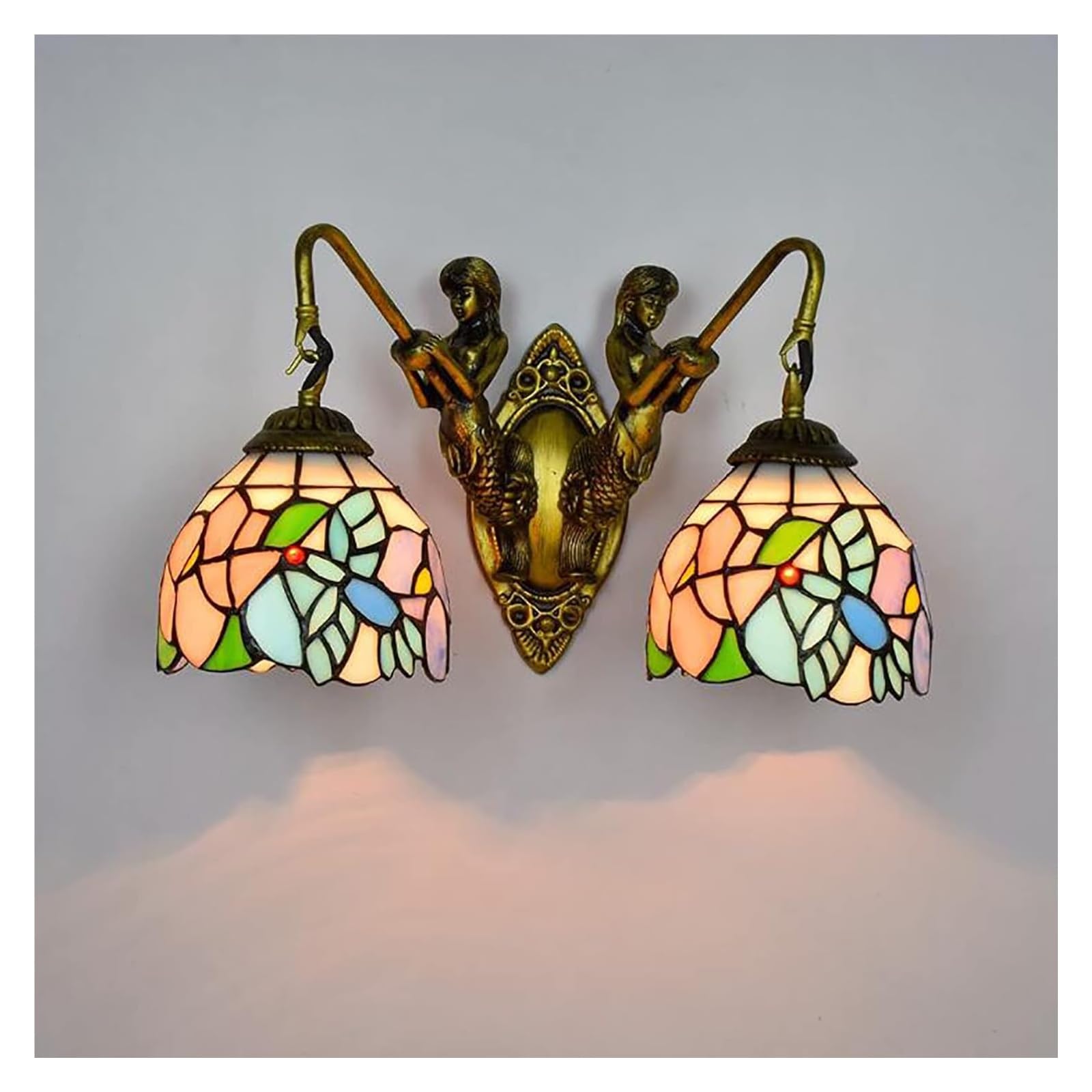 HYJAUSXB Wall Lamps Sconces Sconce Glass Pointed Lamp Double Headed Corridor Lighting, Bedroom, Living Room-Bohemian(Sun Flower)
