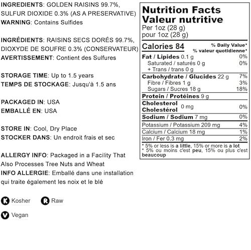 Food To Live California Jumbo Golden Raisins, 2.5 Pounds – Seedless, Sun-Dried, No Added Oil, No Added Sugar, Kosher thumb #3