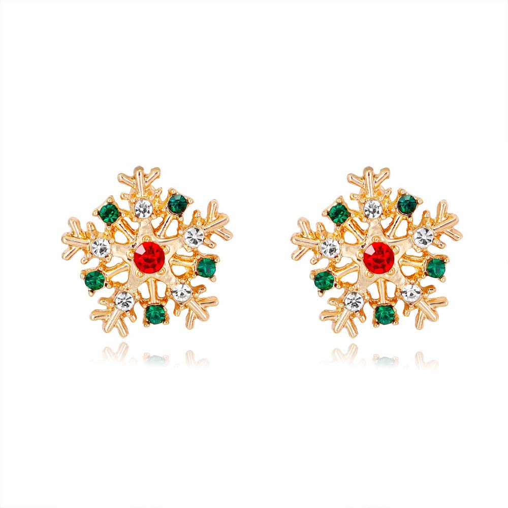 Kercisbeauty Christmas Snowflake Earrings Rhinestones Crystal Studs Women Christmas Jewelry Xmas Party Accessory