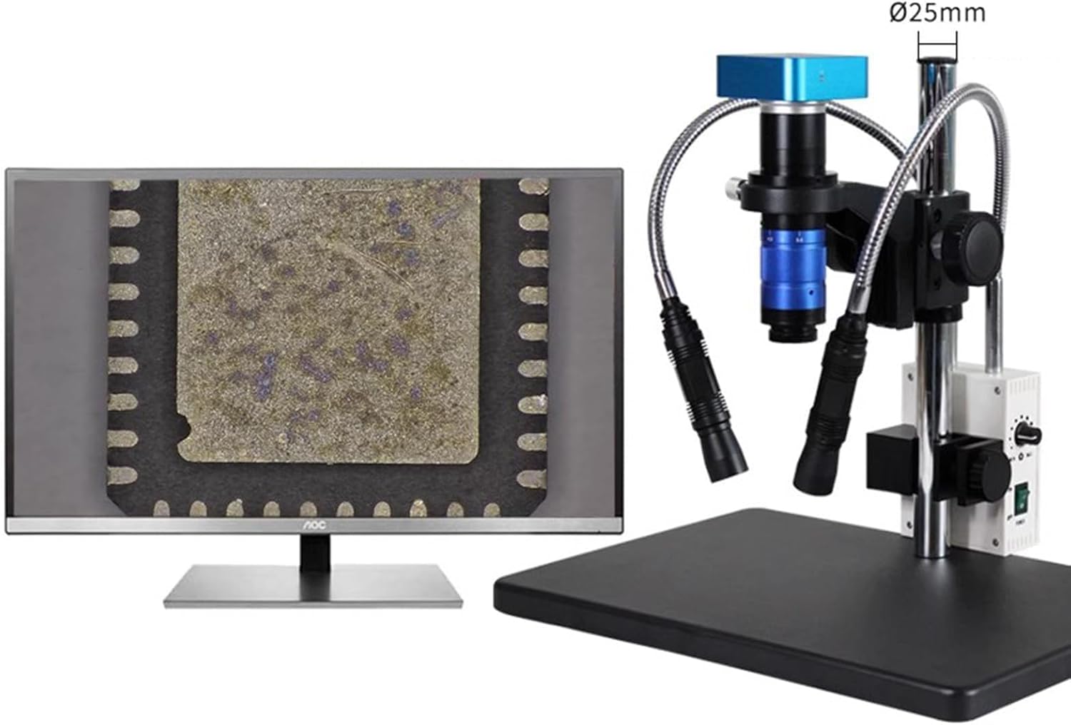 Fiber Optic Microscope Illuminator, 20W Dual Gooseneck LED Lights Source Adjustable Brightness/Aperture Size for Stereo Zoom Microscopio