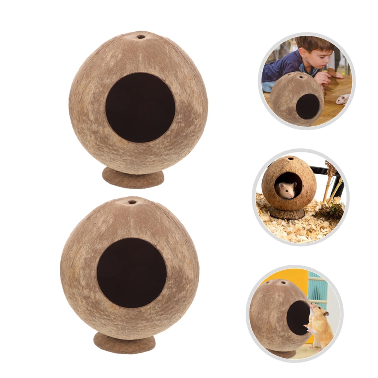 Alipis 4stücke Hamsterhaus Aus Kokosnuss Schlafplatz Und Versteck Für Kleintiere Für Hamster Meerschweinchen Und Andere Nager Warm Und Bequem Fördert Spiel Und Ruhe