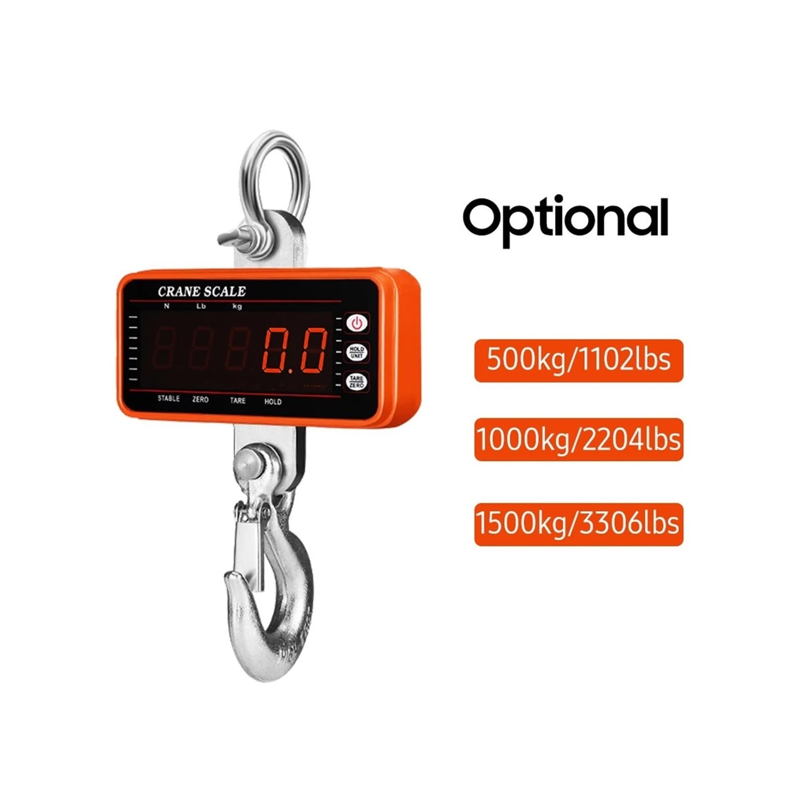 Escala colgante, 1500kg/500kg Báscula digital colgante para grúa | Incluye mando inalámbrico, pantalla digital legible y construcción resistente para almacenes, talleres y pesaje industrial.