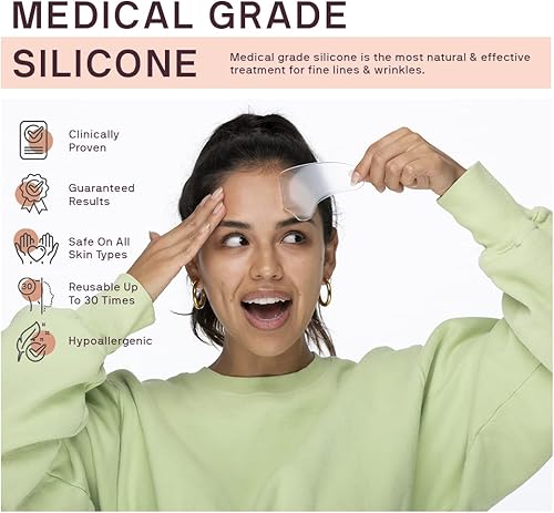 Miniatura 6 de Dermaclara Parche de frente – Parches antiarrugas para la frente durante la noche, parches de silicona, tratamiento reutilizable para arrugas, hasta