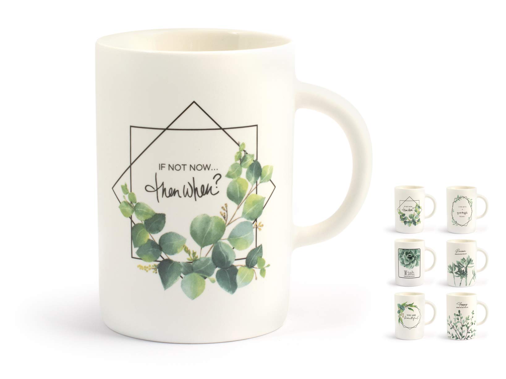 H&H 838958 Botanic Set of 6 Mug, New Bone China, Assorted Decoration, cc400