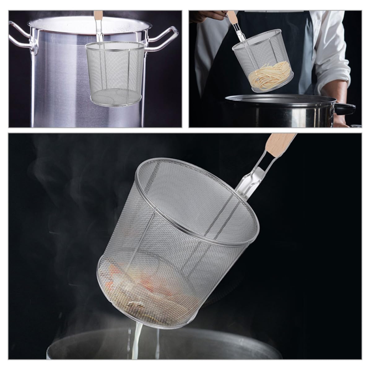 3 Colador 1 Piezas Fideos Inoxidable de Acero 20 Mango de Cocina