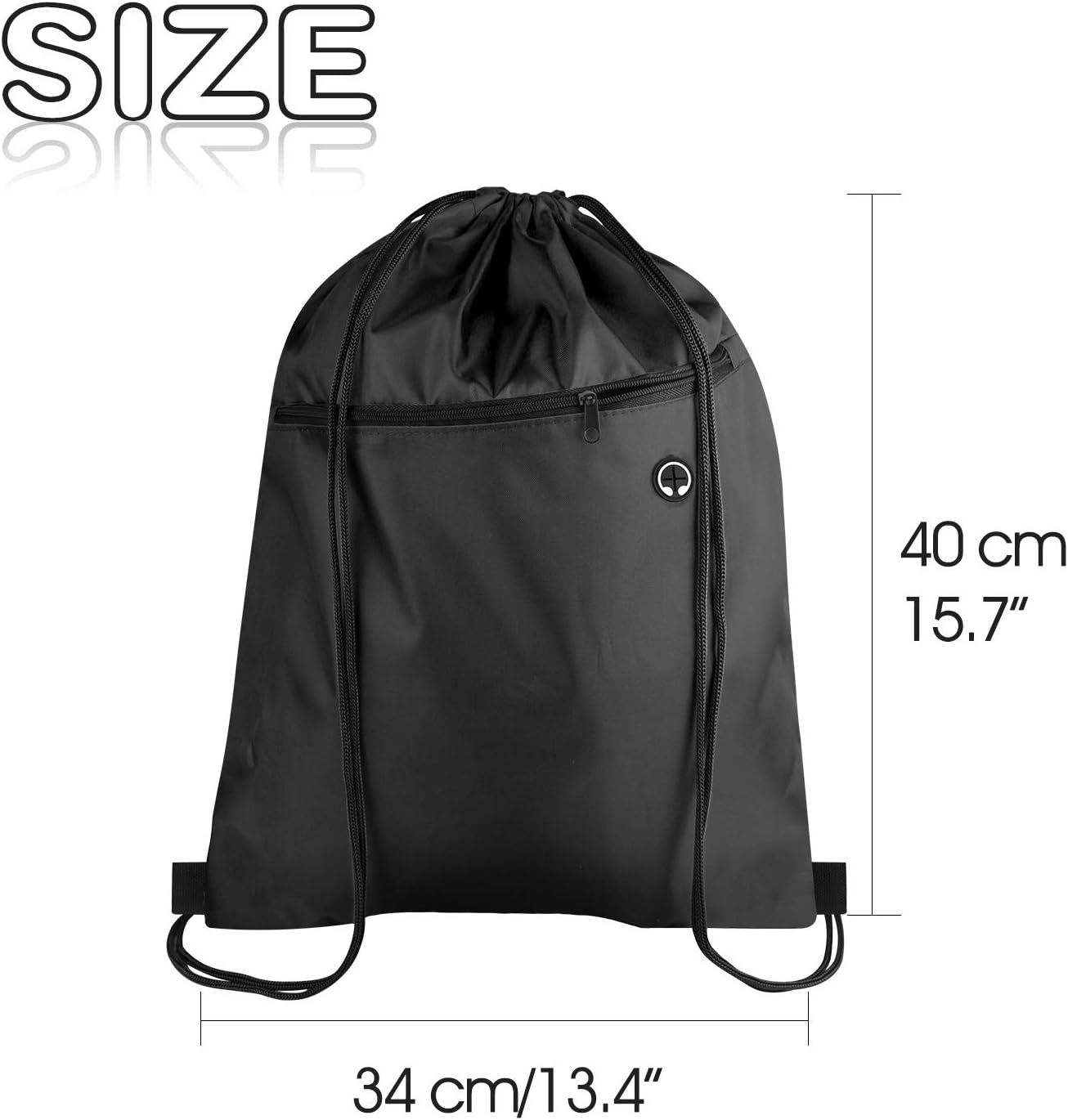 KUUQA 12Pcs Drawstring Bags with Zipper Pocket Pull String Backpack Bags Bulk（Colorful） - Image 2