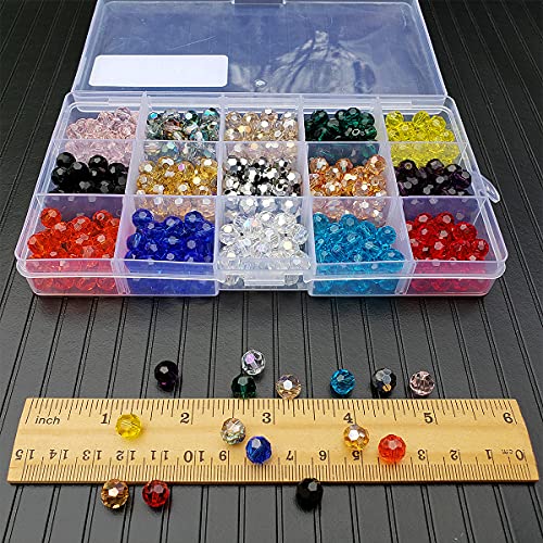 Image of 8mm Round Glass Beads for Jewelry Making, Faceted Shape Crystal Spacer Beads for Bracelets Necklaces Earring, 450pcs