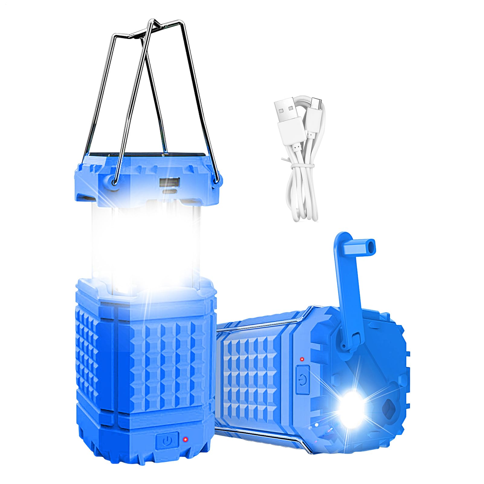 Lampada da campeggio solare da appendere con una manovella | Lampada da tenda ricaricabile USB per pesca, spiaggia, barbecue, arrampicata, campo, giardino, cortile, cortile, patio
