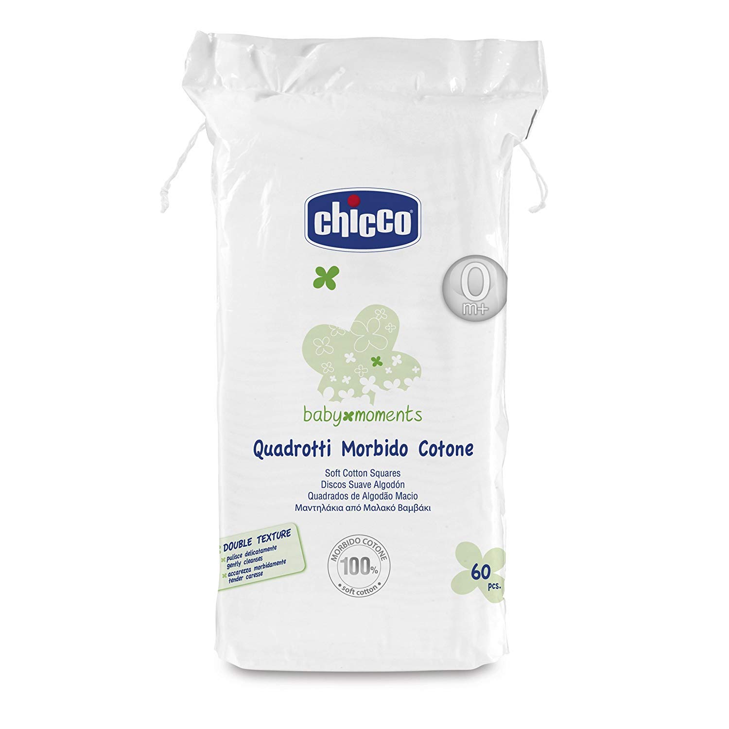 Chicco Baby Soft Cotton Square 60 Pieces, White