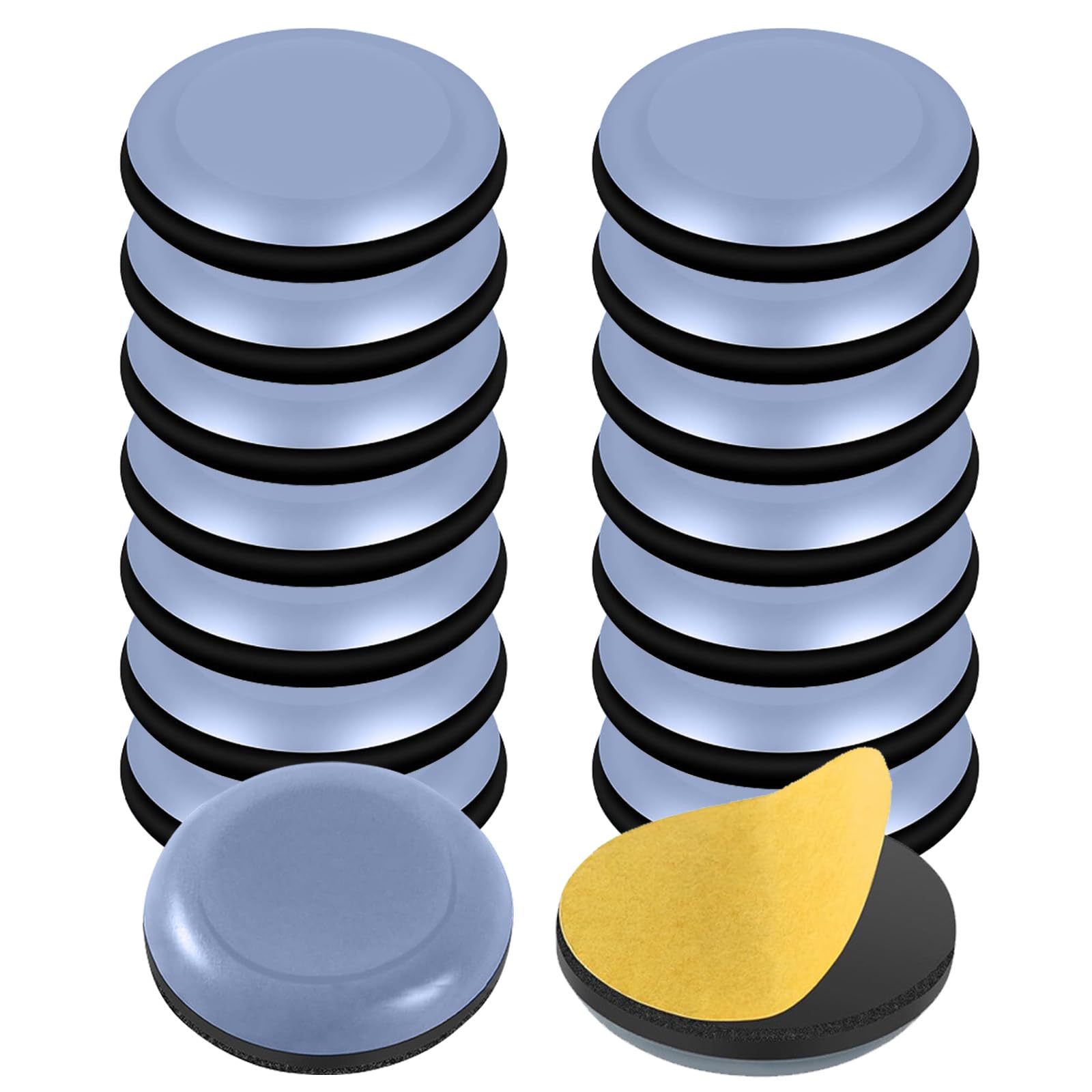 16 Self-adhesive Ptfe Furniture Glides - Round Glides For Easy, Quiet, Scratch-Free Moving Of Chairs, Tables, Sofas And Storage Furniture - 40 Mm
