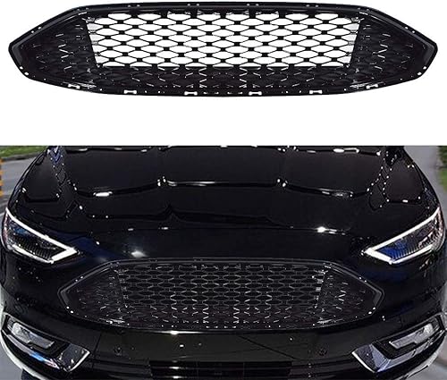 Rejilla delantera de panal de abeja de repuesto negro brillante para 2017 2018 Fusion