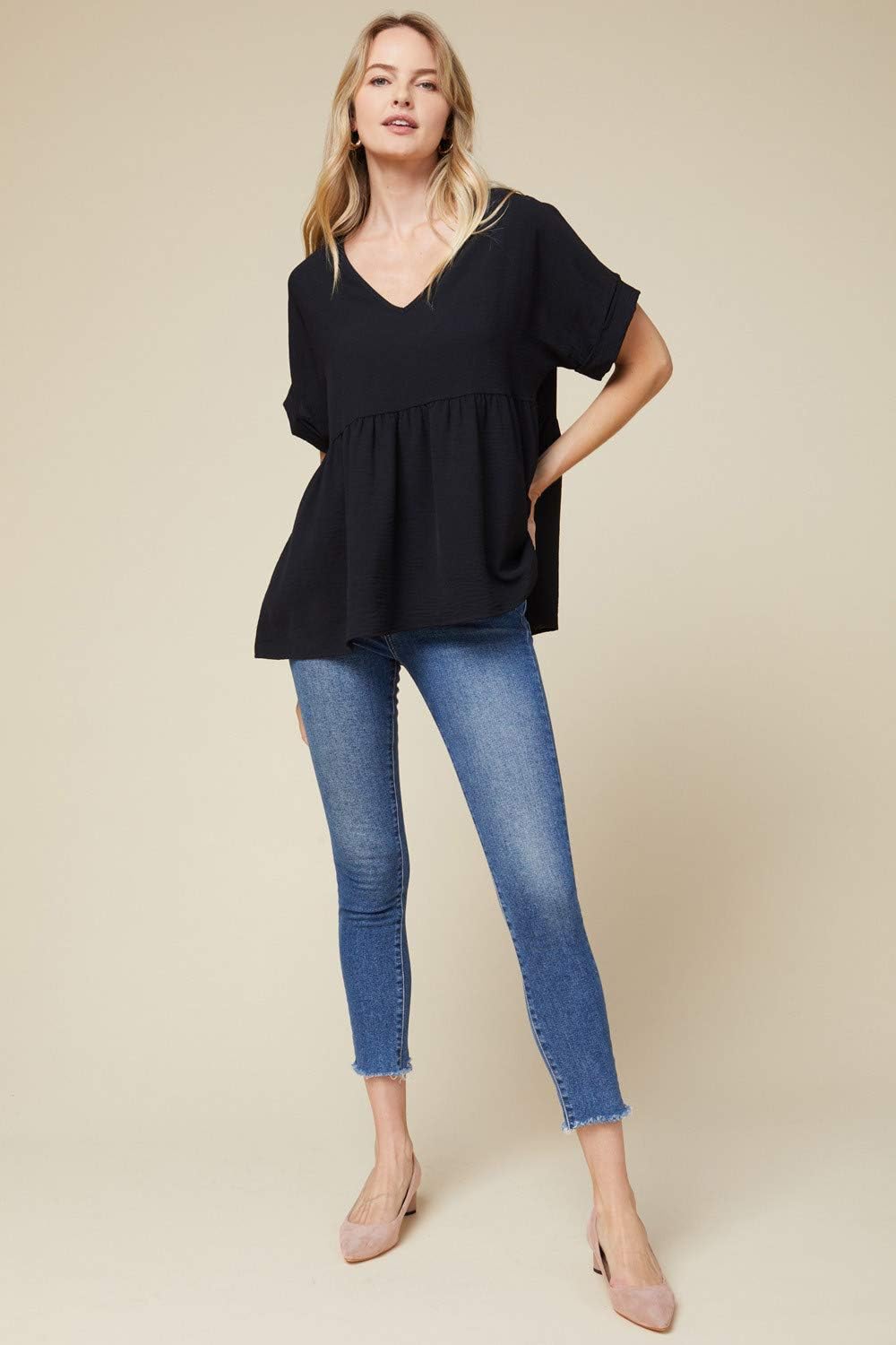 Entro Women's Short Sleeve Babydoll Tunic Top - Image 3