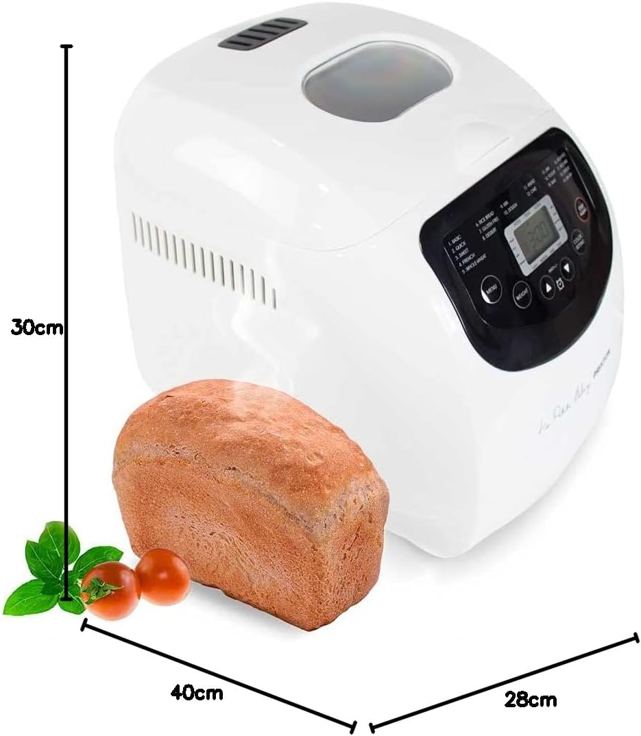 PRIXTON - Macchina del pane La Petite Bakery - 19 Programmi - 3 livelli di tostatura - Capacità 1000g - Schermo con Pulsanti e Timer - Potenza 650 W