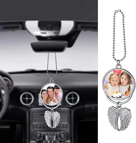 Miniatura 2 de Adornos colgantes de auto con foto personalizada, marco de fotos a todo color, soporte para espejo retrovisor de coche, colgante para Carros