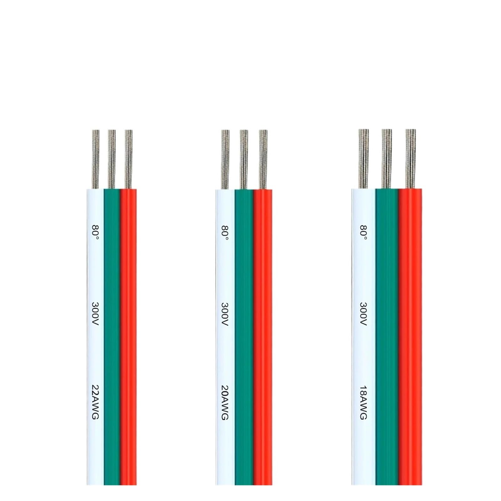 Cables eléctricos blancos de 3 pines, Cable LED cobre estañado, 18, 20, 22AWG, extensión Flexible PVC for tira luces WS2811 WS2812B(Color A,30m,22 AWG)