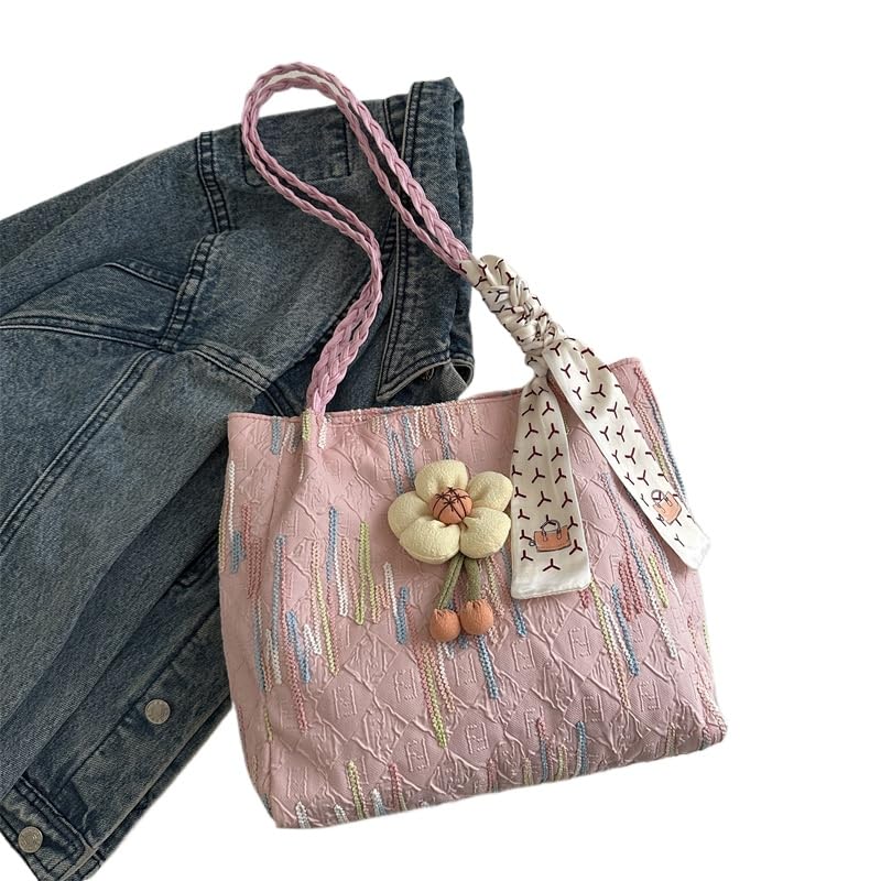 Summer Big Bag Women's 2025 Popular Shoulder Bag Large Capacity Class Commuter Canvas Tote Bag