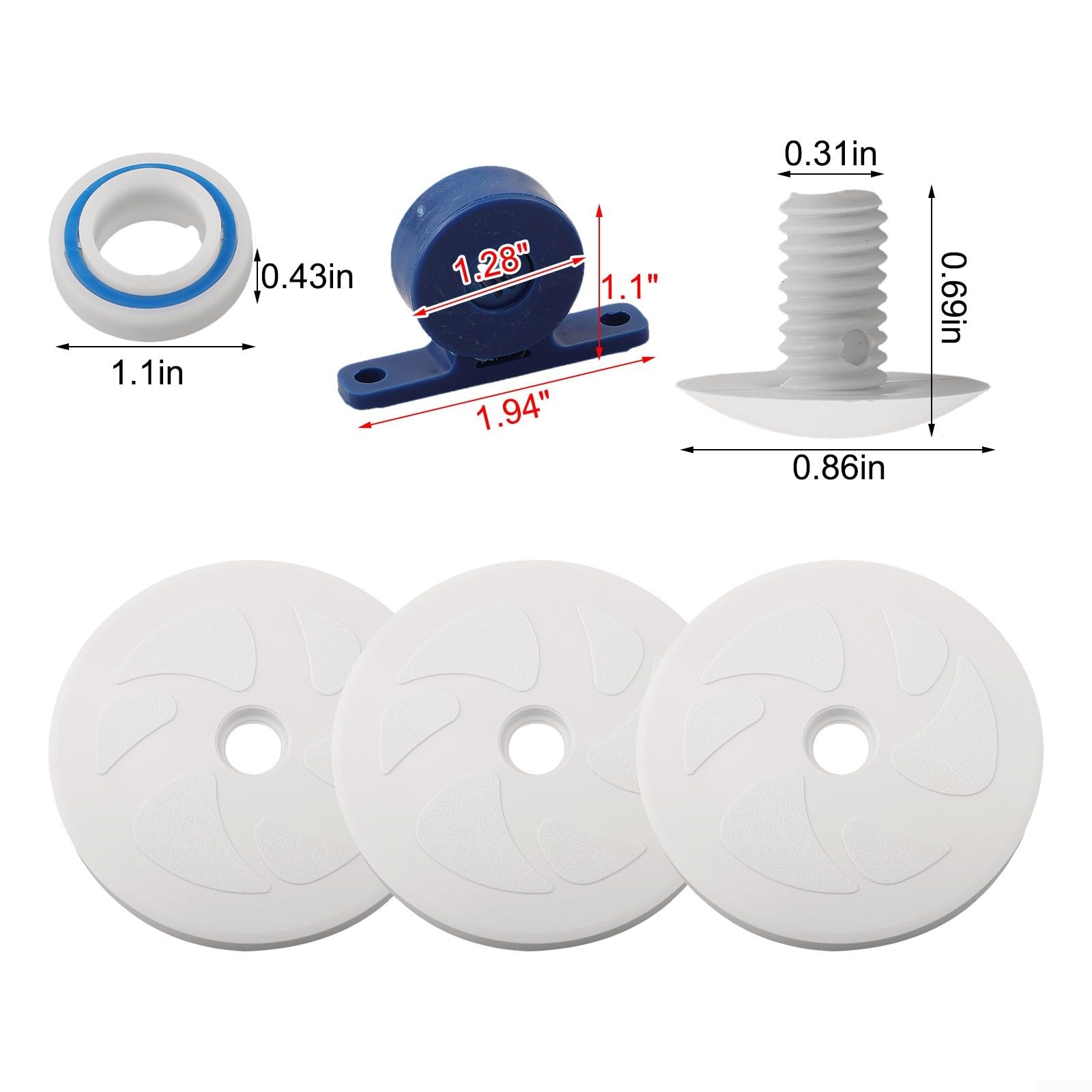 Kit de repuesto para limpiador de piscinas compatible con Polaris 180 280, incluyendo ruedas grandes, rodamientos de turbina