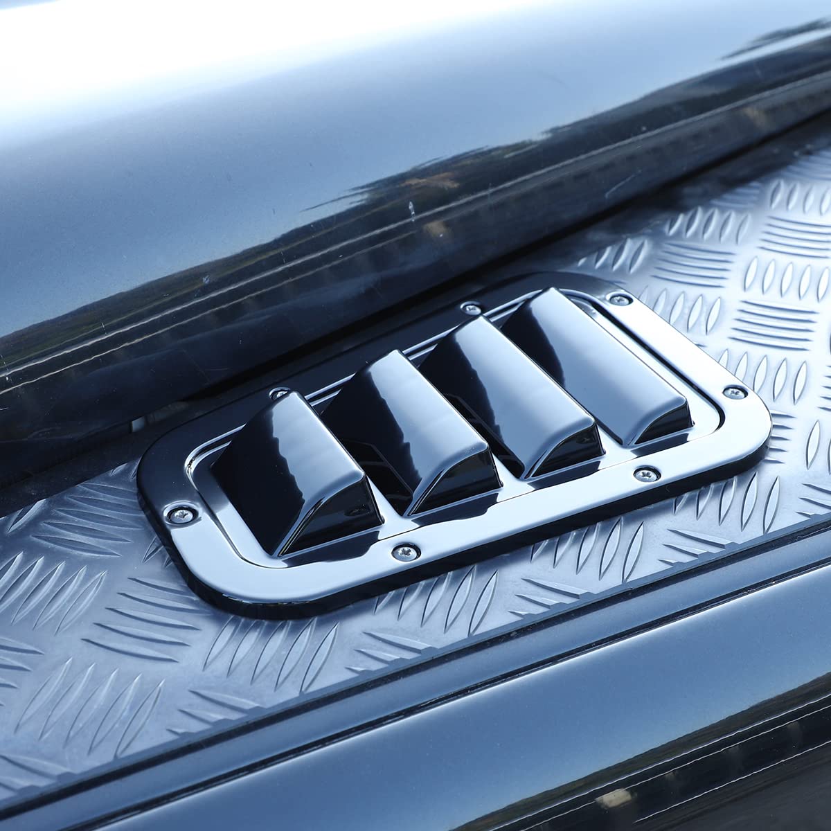 1 par de cubiertas de ventilación para el capó delantero del coche, molduras laterales de acero para la entrada de aire, cubierta de nieve, compatible con LR Defender 90 110 2004-2019
