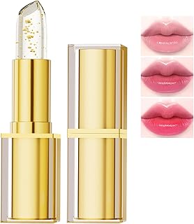 Color Changing Lipstick, Gold Crystal PH Lipstick Color Changing, Clear Lip stick That Changes Color, Long Lasting Moisturizing Tinted Lip Balm, Non-Sticky Formula, Galentines Day Gifts (1pcs, 0.12oz)