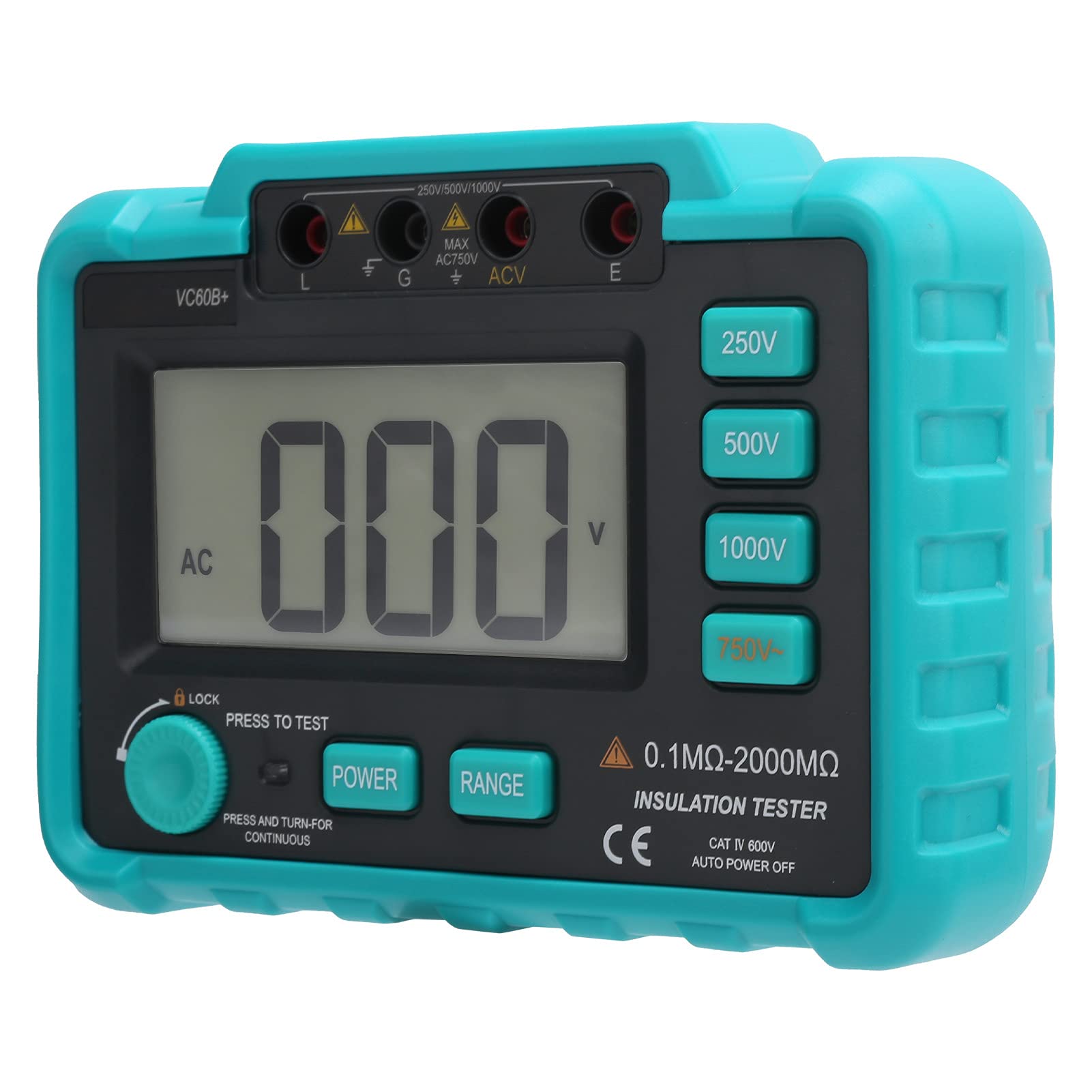 Omabeta VC60B+ Multimetr Cyfrowy Mały Tester Rezystancji Izolacji Elektrycznej dla Kabli i Silników z Wyświetlaczem LCD 250 V/500 V/1000 V