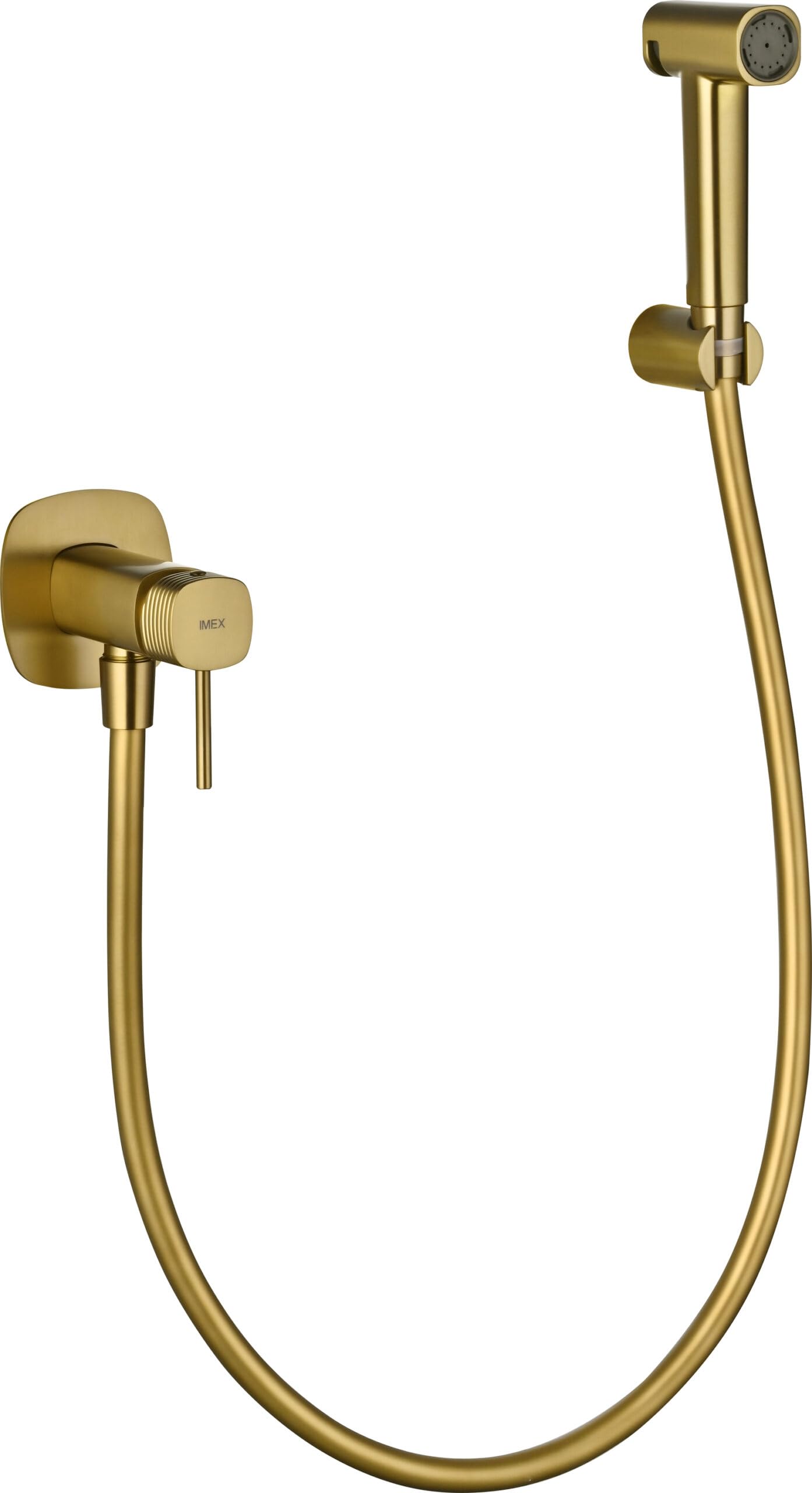 IMEX Bidet prysznic z ciepłą i zimną wodą w kolorze złotym. Bidet do zabudowy kran do toalety ze szczotkowanego złota, higieniczna pojedyncza rączka do toalety, zamiennik kranu bidetowego, seria