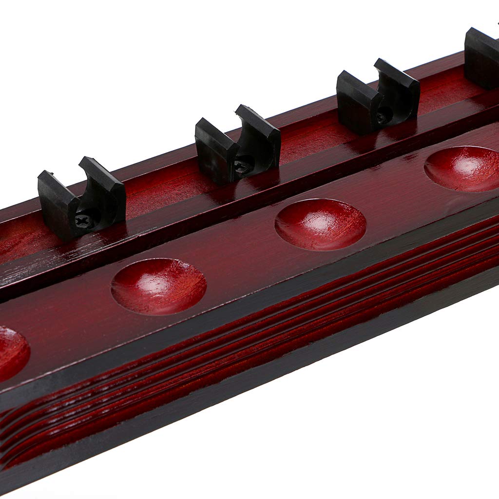IGNPION Un juego de tacos de billar de madera para montaje en pared, soporte para tacos de billar con 6 clips para billar, accesorio de billar (Caoba)