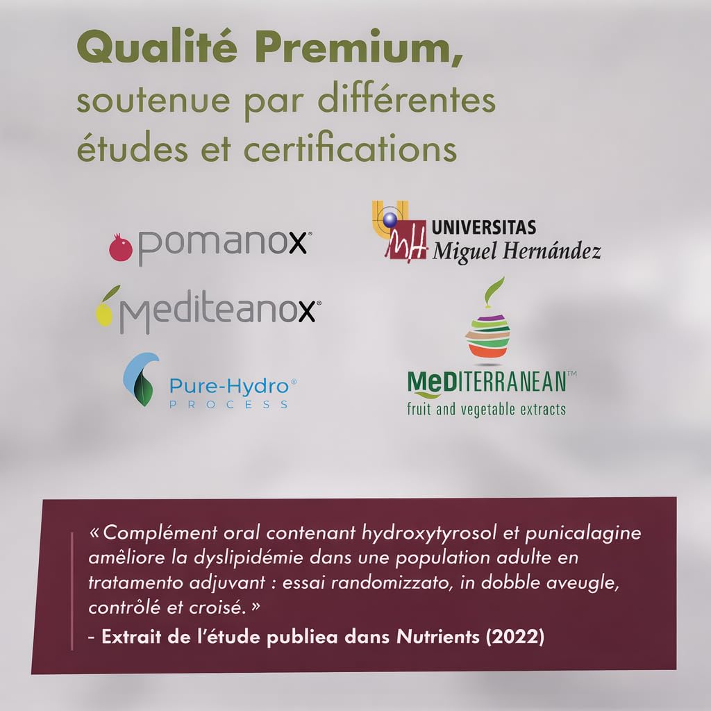 Granatum Plus - Punicalagine et Hydroxytyrosol - Extrait de Grenade et d'Huile d'Olive Extra Vierge - Antioxydant et Anti-inflammatoire - Soin de la Peau - Produit en Espagne - 1 Boîte de 60 Gélules