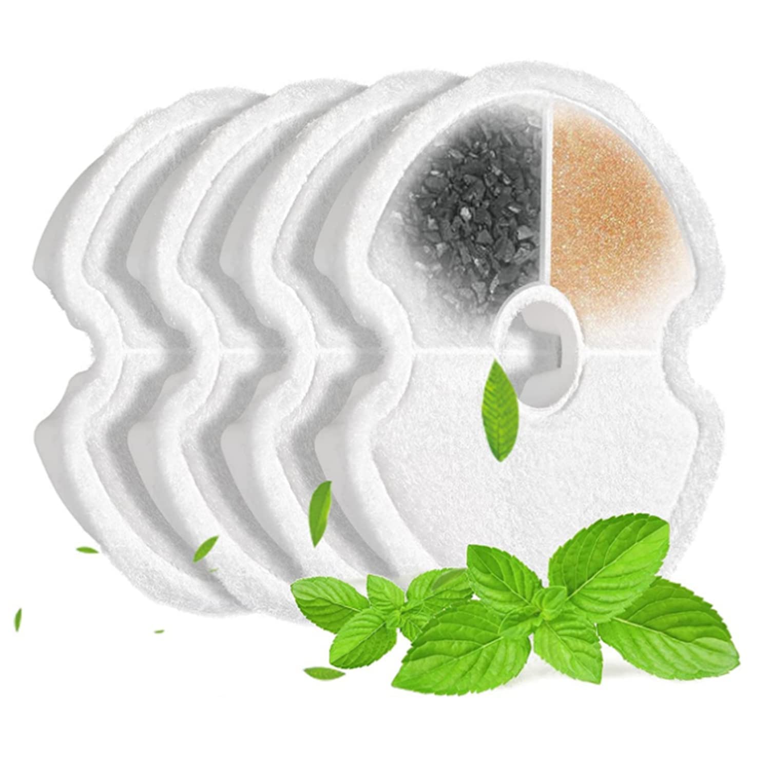 Beauenty 4 Pack Cat Water Fountain Filter Replacement,Cotton Activated Carbon 4 Stage Pet Water Fountain Filter Replacment for Cats and Dogs, Cleaning and Filtering for Pet Fountain (Fountain Filter)