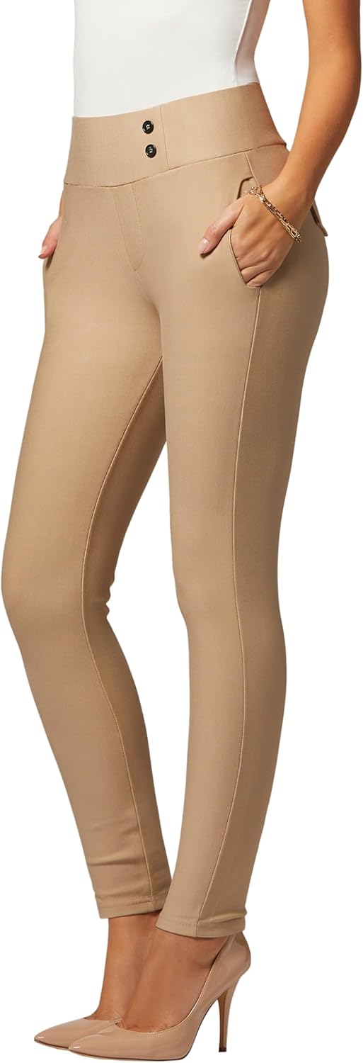 Conceited Stretch Slacks for Women - Wear to Work - Tummy Control - Slim Leg - Pockets - Ponte - (Available in Plus Size)