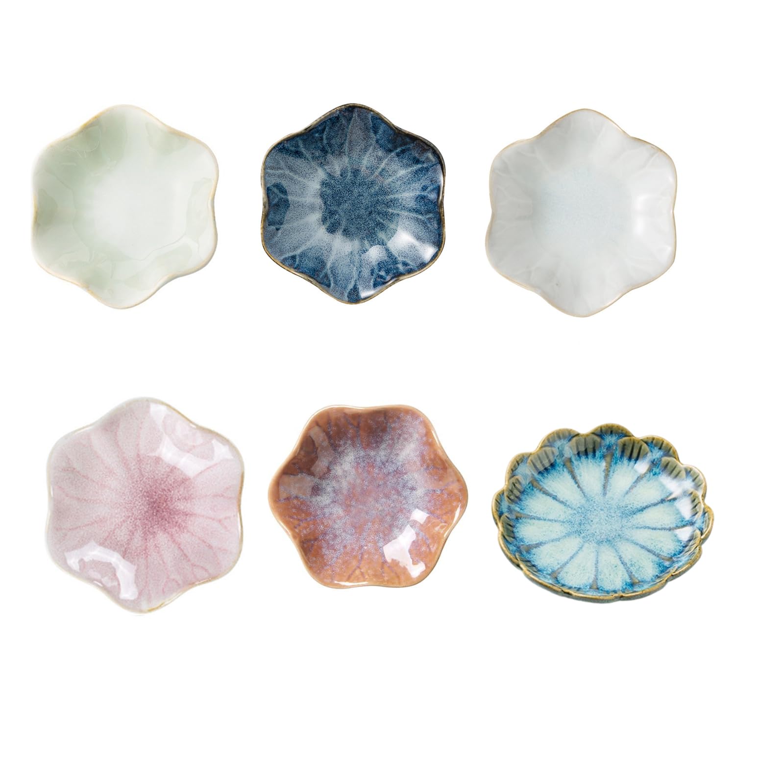 Elnwnnkc 6pcs Elegant Glazed Ceramic Bowls Ideal for Dipping Sauces and Small Snacks Practical Colorful Appetizer Plate Earthenware Sauce Dishes