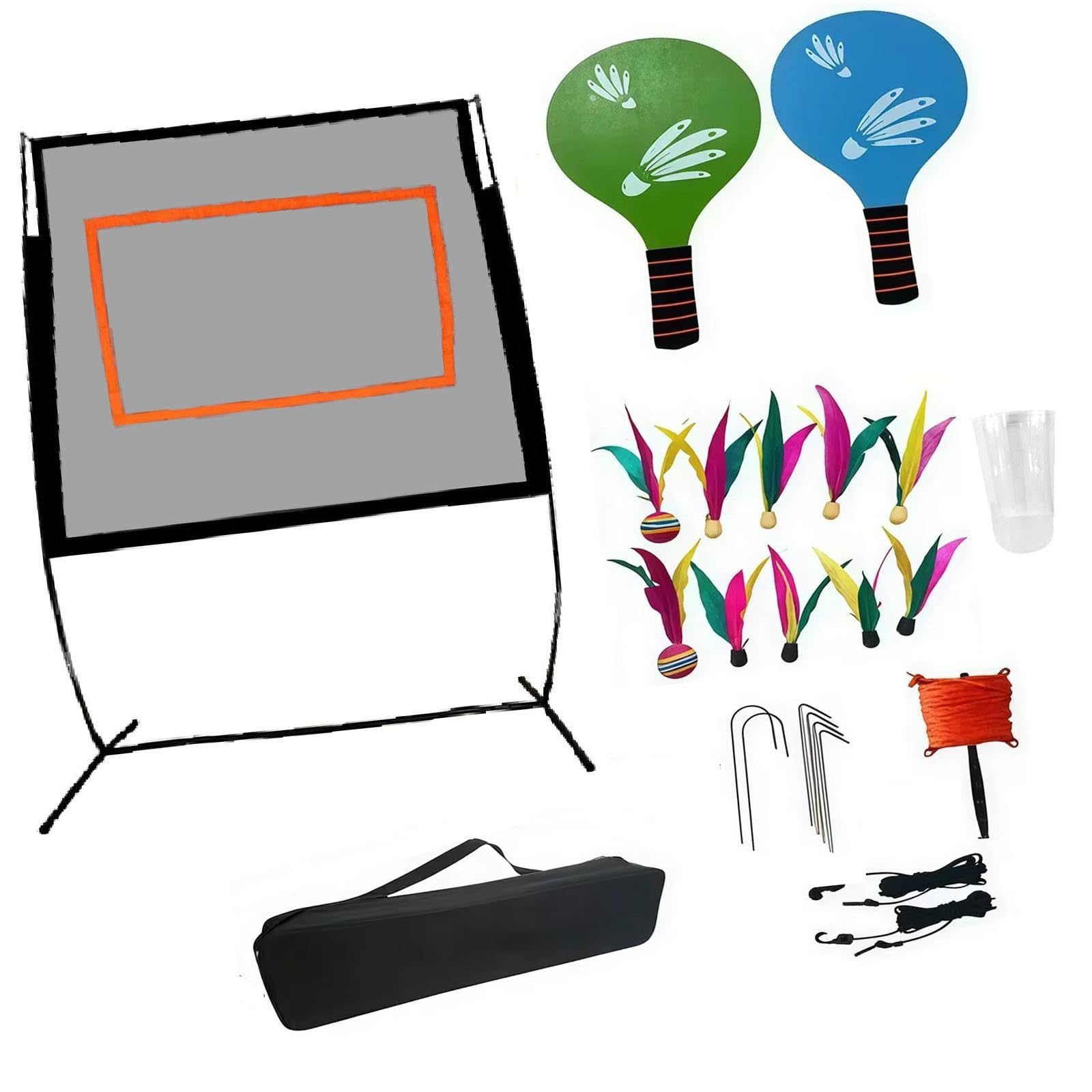 Menolana Badminton Net Set with Rackets and Stand Convenient Portable Sports Net with Carry Bag for Parks Beach Indoor Court Training