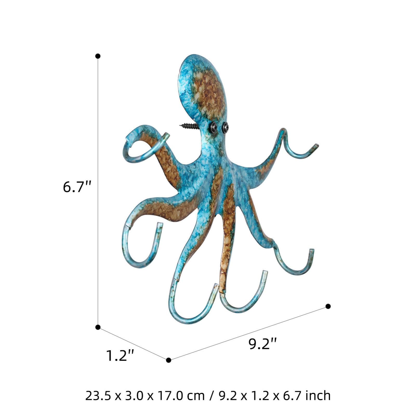 Appendiabiti da parete Octopus Ganci da parete Octopus in ghisa a forma unica Ganci per chiavi Octopus salvaspazio a parete per cappotto, asciugamano, accappatoio, giacca