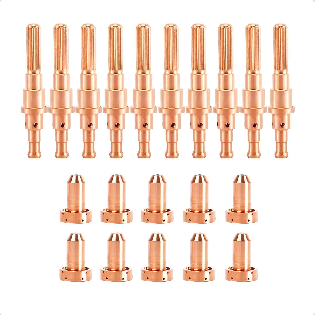 PLAXCON 10pcs 9-8212 Tip & 10pcs 9-8215 Electrode 90-100A Nozzle for Cutmaster 52 Thermal Dynamics SL60 SL100 Torch Consumables