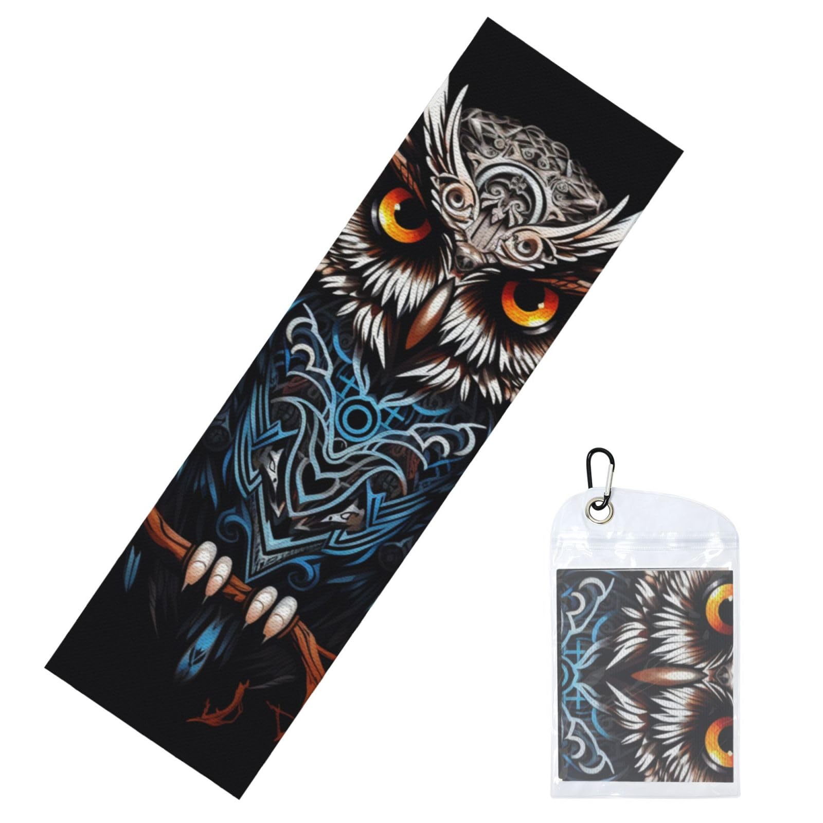 DWVTSLH Cooling Towel for Neck and Face, owl Ice Towel for Hot Weather, Soft Microfiber Chilly Towels with Waterproof Bag & Carabiner, Breathable Workout Towels 40"x12"