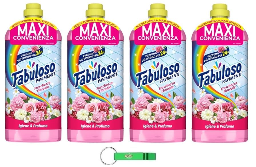 Fabuloso Detergente Pavimenti Freschezza Floreale - Limpiador de suelos con aroma fresco y floral, ideal para todo tipo de suelos y superficies, 1250 ml, incluye llavero Beni Culinari