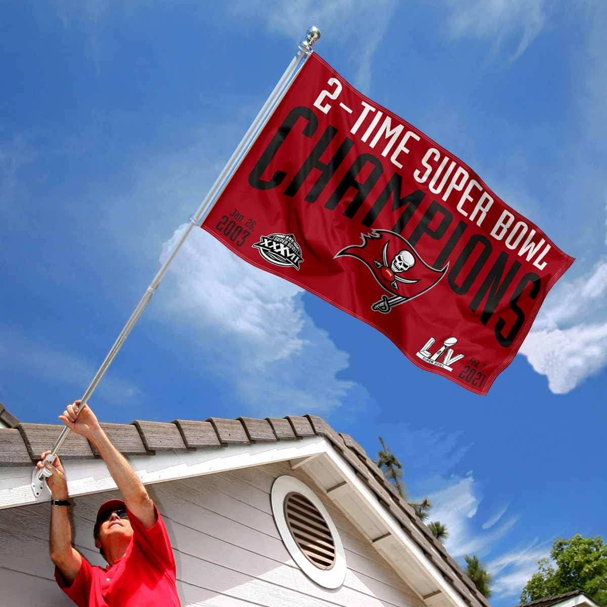 Tampa Bay Buccaneers 2 Time Champions 3x5 Flag - Image 2