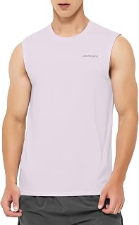 DEMOZU Camiseta regata masculina sem mangas para treino de secagem rápida, atlética, corrida, academia, praia, grande e alta, Roxo claro, GG Alto