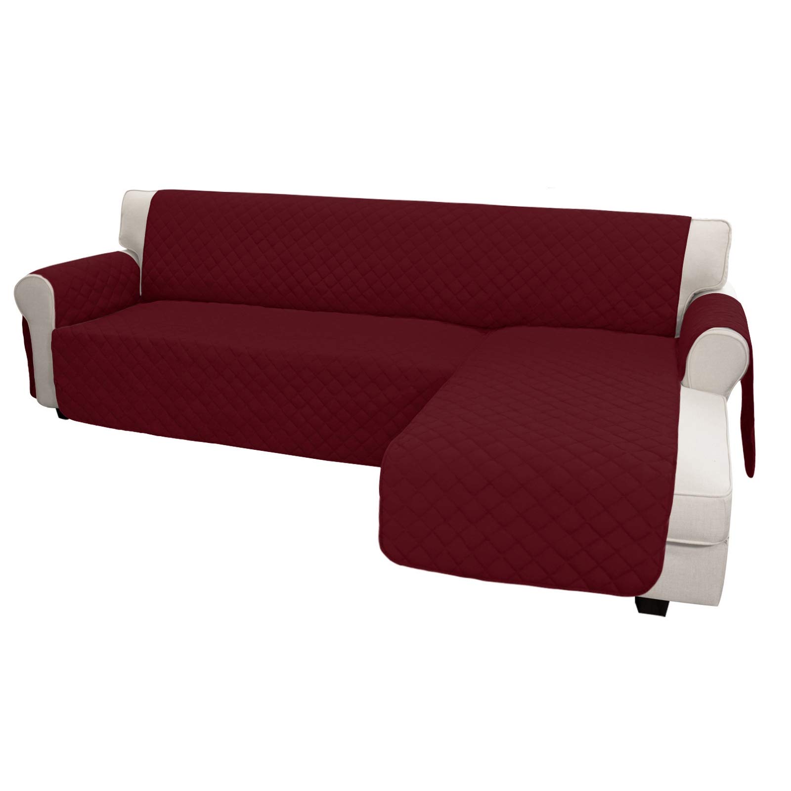 Easy-Going microfiber Sofa Slipcover L Shape Sofa Cover Sectional Couch Cover Chaise Lounge Cover Reversible Sofa Cover Furniture Cover for Pets Kids Children Dog(Small, Christmas Red/Christmas Red)