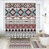 4 Pcs Shower Curtain Sets with Rugs Aztec American Southwestern Native Navajo Ethnic Tribal Vintage