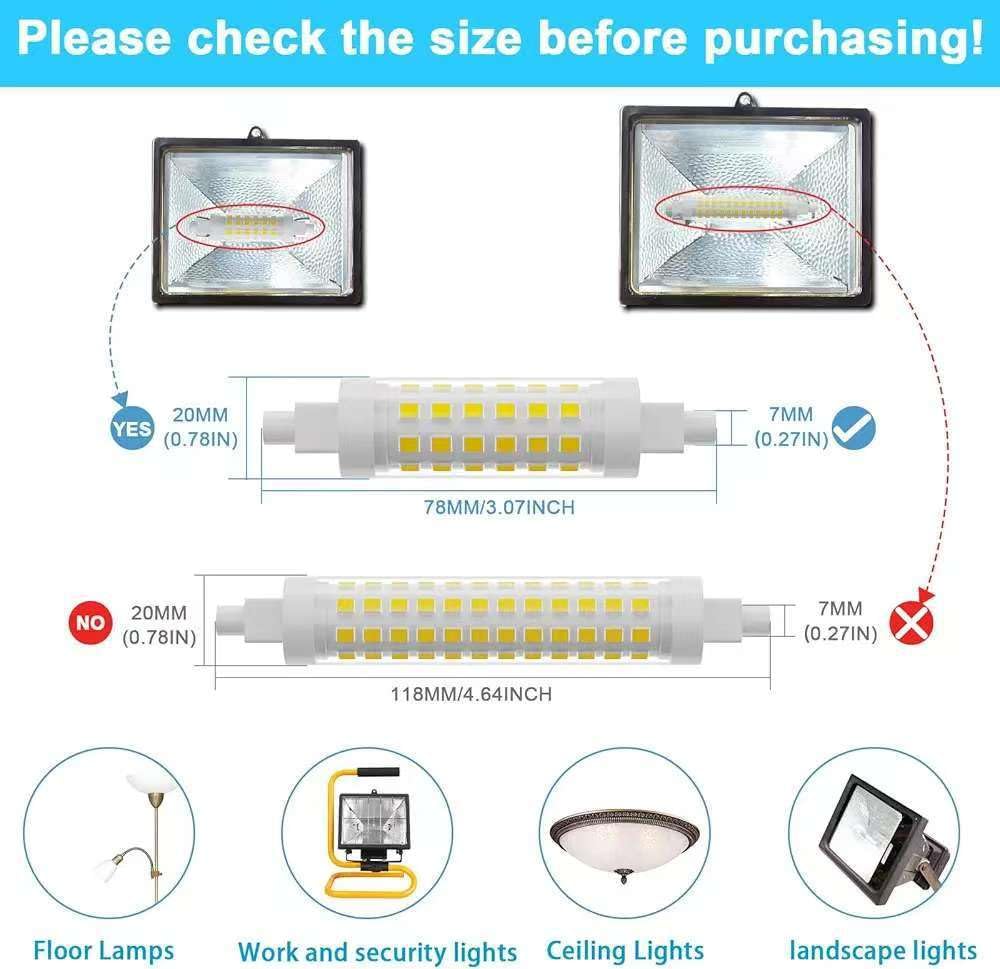 R7s LED Lampe 230V 118MM 15W Keramik 150W 2er Pack dimmbar natur weiß