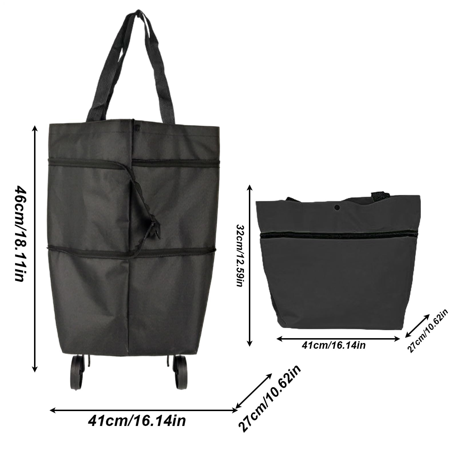 Bolsa de la compra con ruedas, carrito reutilizable de gran capacidad para un fácil transporte, ideal para alimentos, deportes, viajes, picnics y viajes diarios