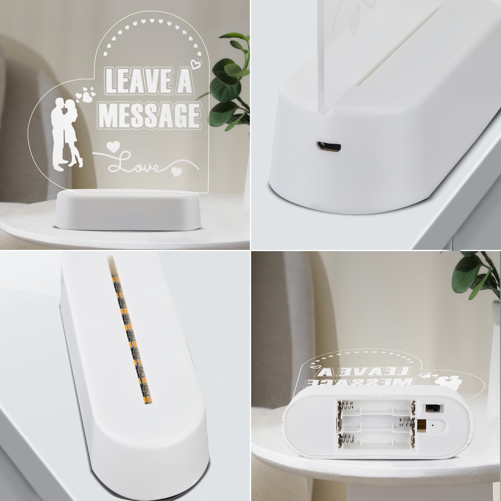 Libro degli ospiti audio con segnale LED per matrimonio, romantico amore 3D acrilico per matrimonio, libro degli ospiti rotativo per matrimoni, feste, compleanni, affitti, confessioni e occasioni