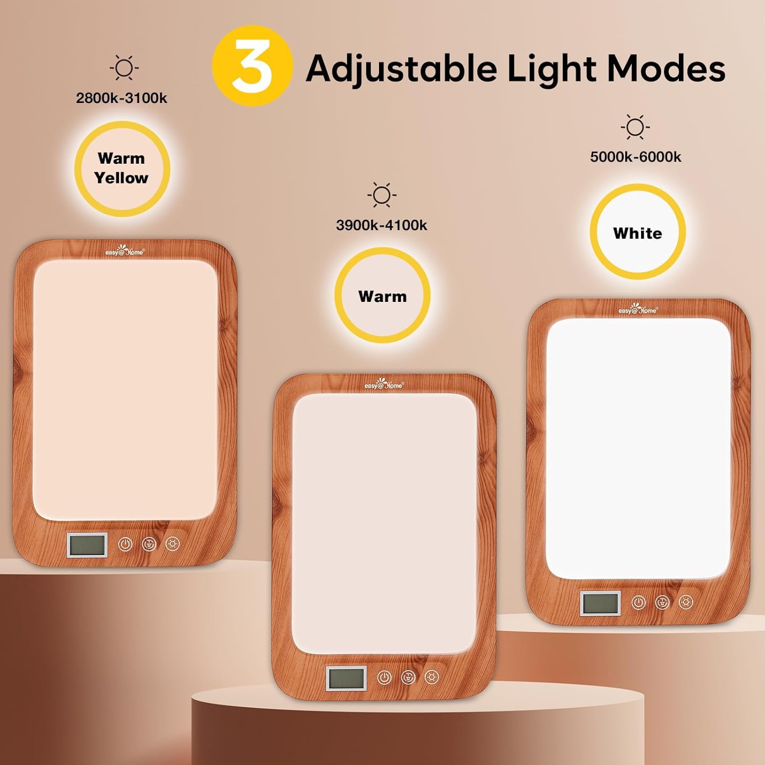 LED Tageslichtlampe 10000 Lux Lichttherapielampe mit 3 Farbtemperaturen Touch Dimmen Sonnen Lampe Timerfunktion Daylight Lampe Memoryfunktion Tageslicht UV-freie LED Lichttherapieleuchte Innen