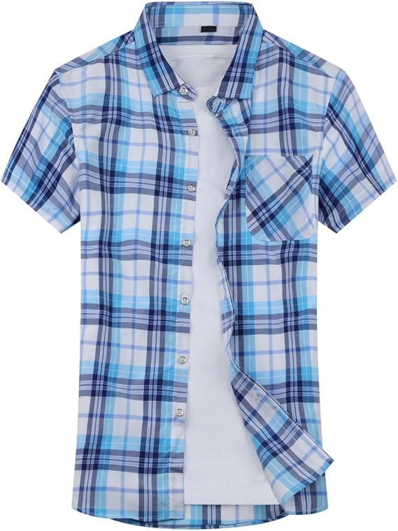 Amazon Ceen メンズ シャツ 半袖 夏 カジュアル チェック柄 綿 爽やか 夏 ビーチ オシャレ 大きいサイズ シャツ 通販