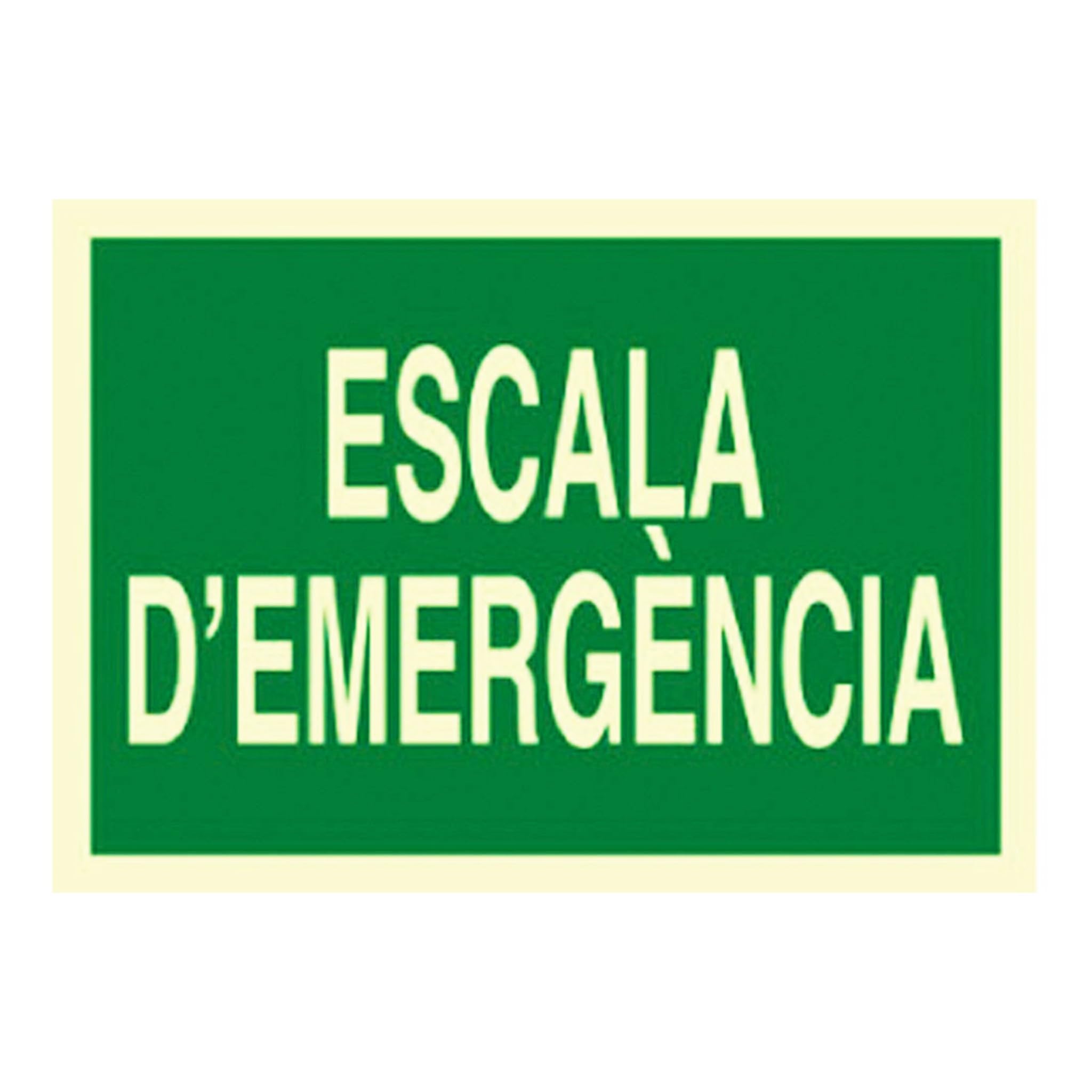 Bricoloco Señal de seguridad en catalán Escala D´emergència foto luminescente PVC Clase A 210 x 297 mm (6)