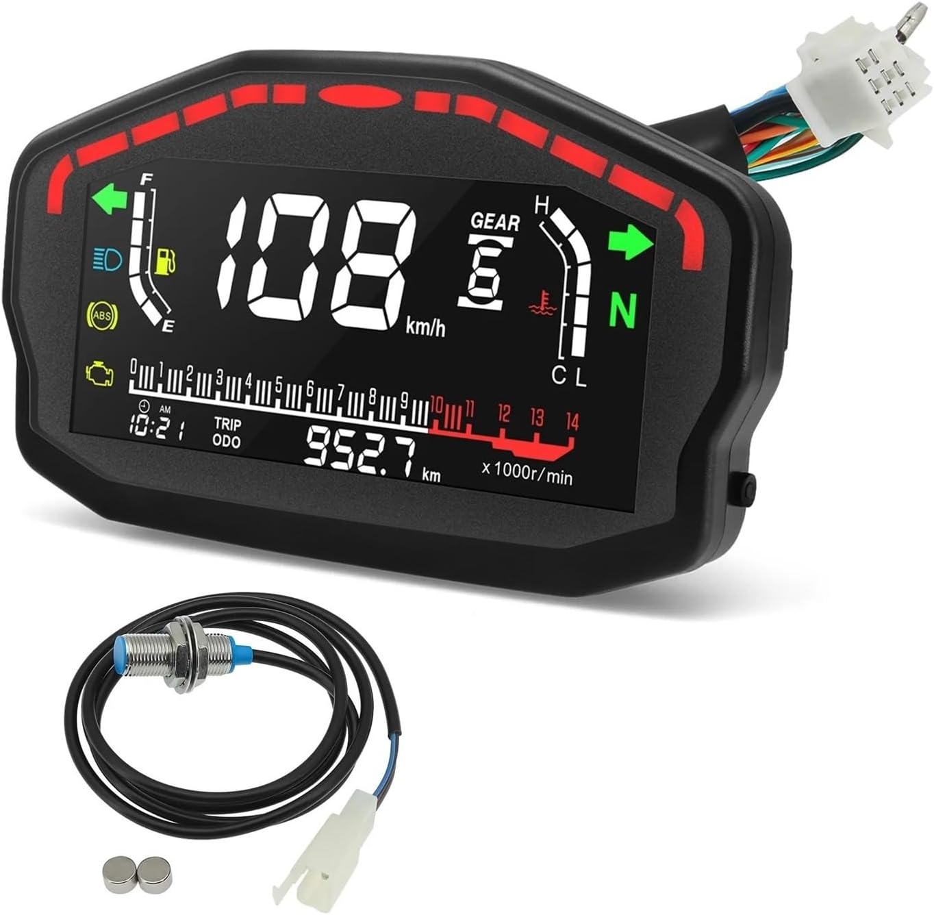 Motorbike Digital Tachometer Motorcycle Thermometer Digital 12V Speed Meter Tachometer Universal Board Motorcycles Dashboard Adjust Odometer