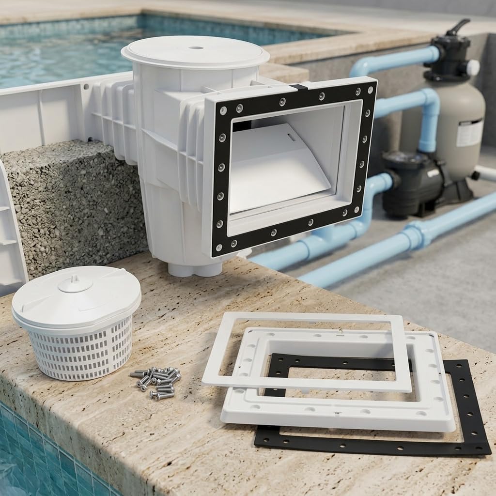 Suinga Skimmer Piscina 15 litros | Boca Standard con Tapa Cuadrada | Compatible con Piscinas Liner y Prefabricadas | Alta Capacidad de Filtracion y Limpieza Eficiente del Agua